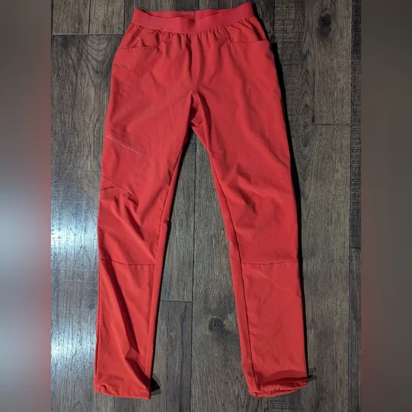 Patagonia Women's Bright Orange Chambeau Rock Hiking Pants Size 0 Zip Pockets - Picture 1 of 14